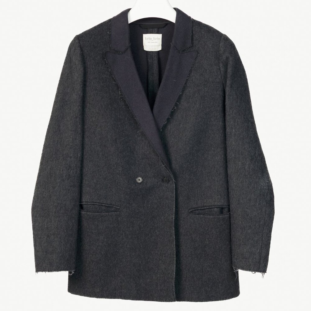 Forte Forte AW/16 Grey Wool & Alpaca Frayed-Hem Blazer
